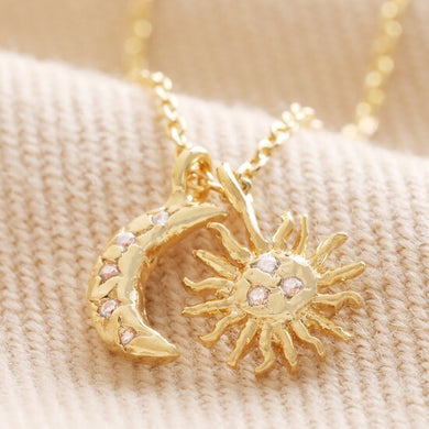 Gold Sun Moon Necklace