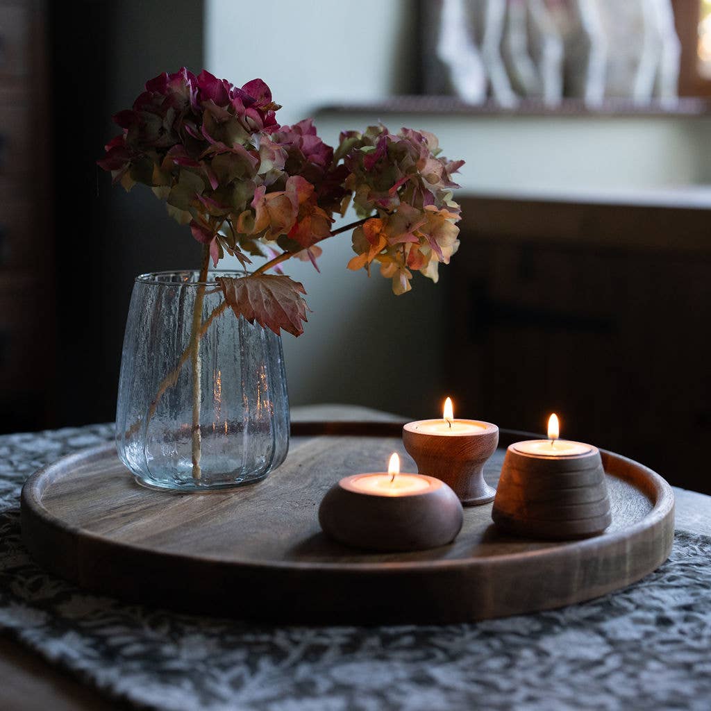 Tabby, Ribbed Short Glass Vase: Brown