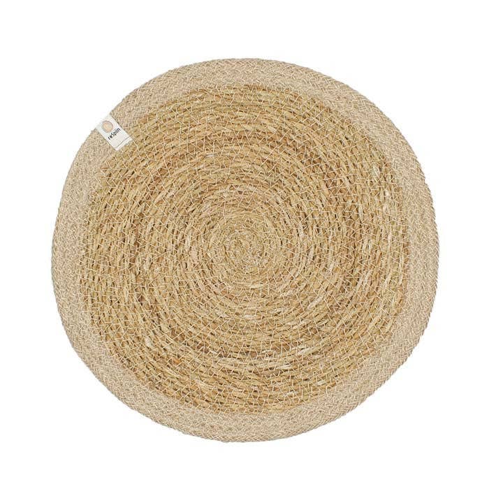 Set of 6 Seagrass & Jute Tablemats - Natural/Natural