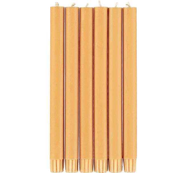 Saffron Yellow Eco Dinner Candles, 6 per pack