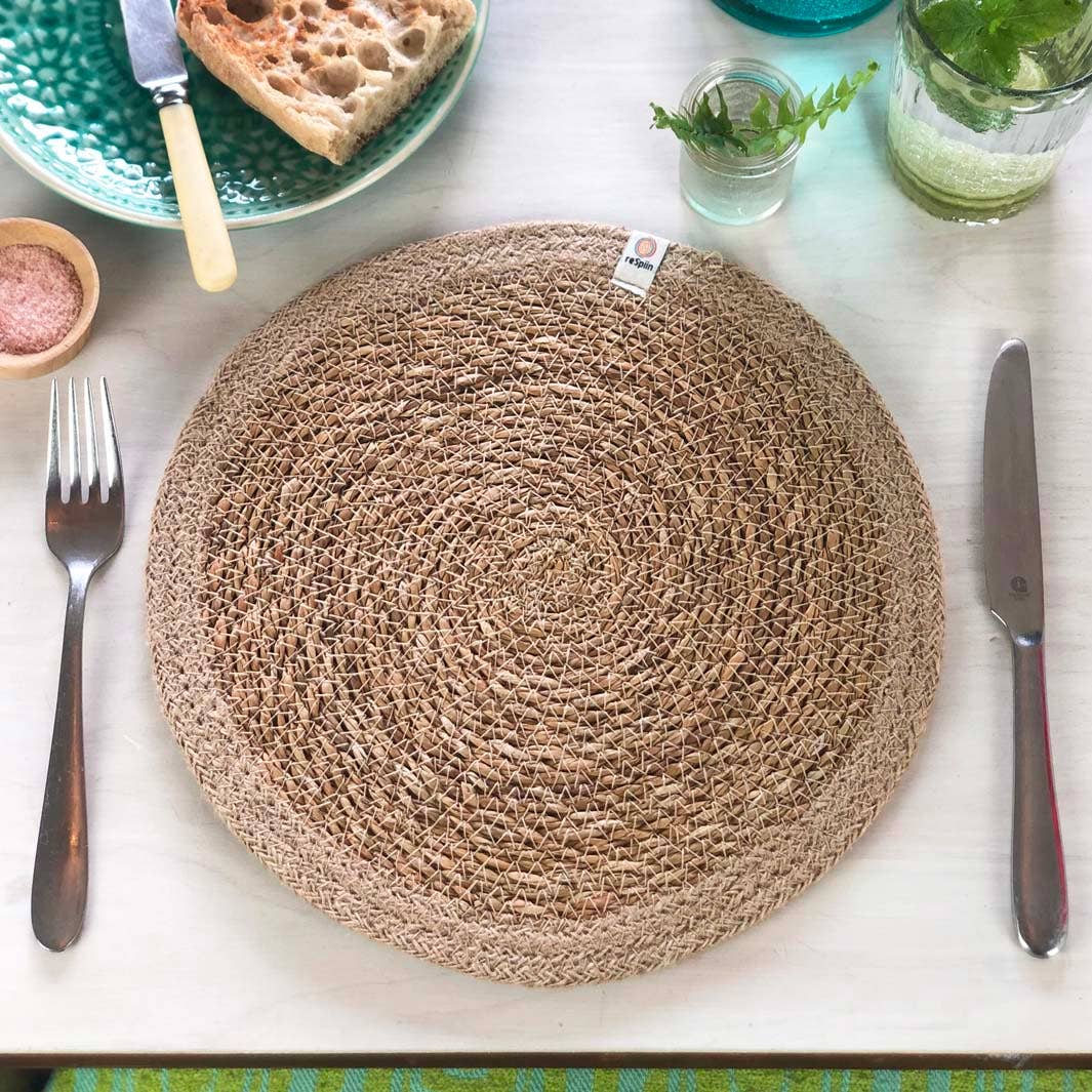 Set of 6 Seagrass & Jute Tablemats - Natural/Natural
