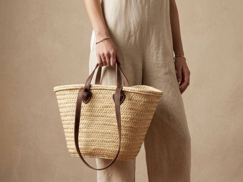 Moroccan Straw Tote with Long Leather Straps – Bag